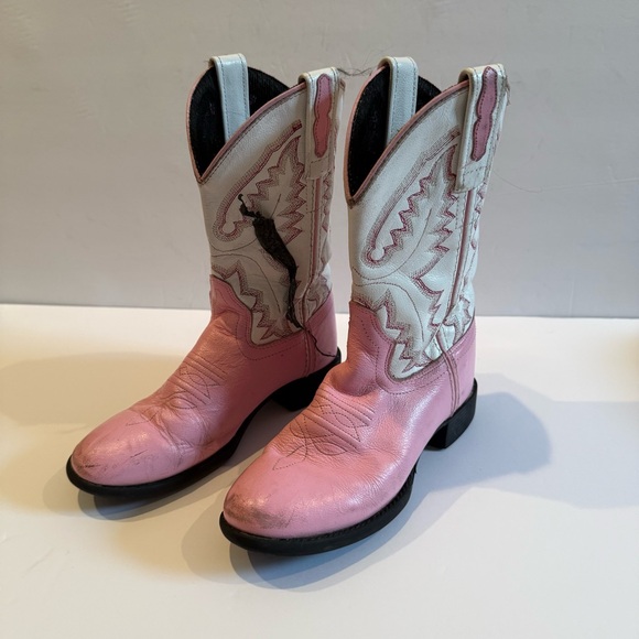 Old West Other - Elegant Pink and White Western Cowboy Boots Kids Girl Size 13